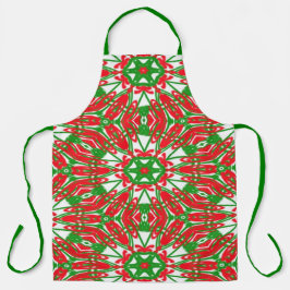 Delantal Kaleidoscopio rojo, verde y blanco