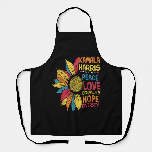 Delantal Kamala Harris Peace Love Equality Hope Diversity (Anverso)