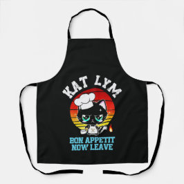 Delantal Kat Lym Sarcastic Chef Cat - Bon Appetit Now Leave