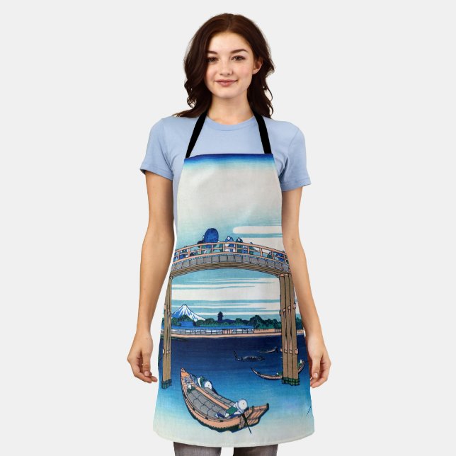 Delantal Katsushika Hokusai - Bajo el puente Mannen, Fukaga (Gastado)