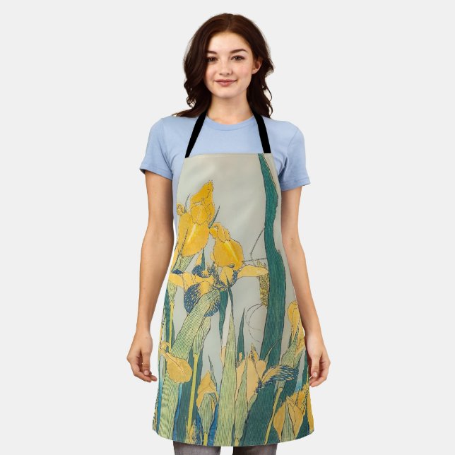 Delantal Katsushika Hokusai - Grasshopper e Iris (Gastado)