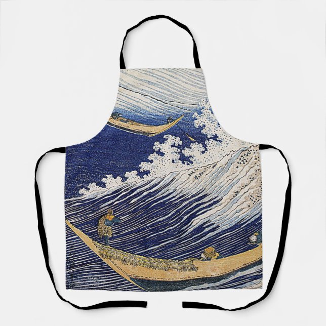 Delantal Katsushika Hokusai. Olas oceánicas (Anverso)