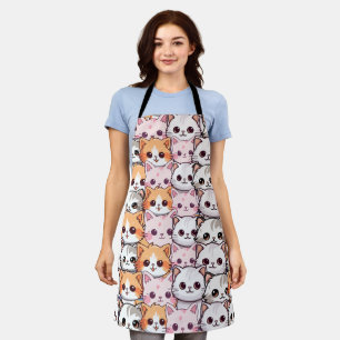 Delantal Kawaii Cat feline Kitten mascota cara palo de impr