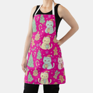 Delantal Kawaii Christmas Cats Baking Apron