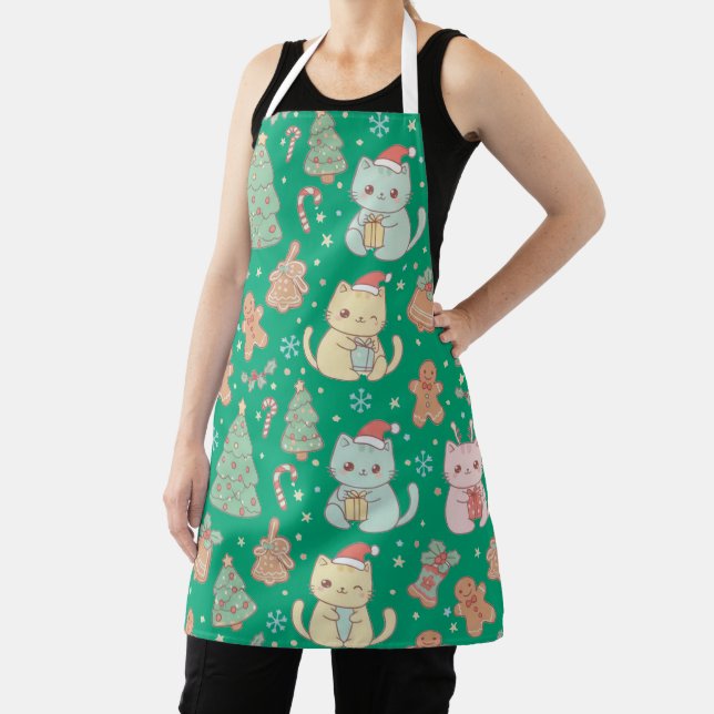 Delantal Kawaii Christmas Cats Baking Apron (in situ)