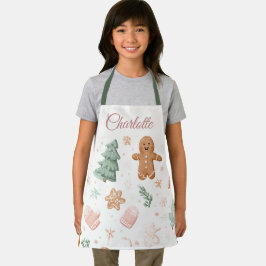 Delantal Kawaii Christmas Pattern | Custom Name Kids Apron