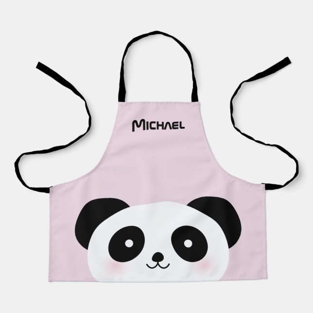 Delantal Kawaii Cute Personalizado Panda Bear Nombre Person (Anverso)