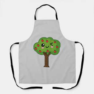 Delantal Kawaii feliz árbol de manzanas