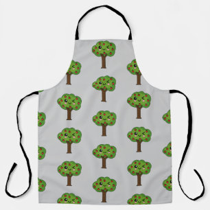 Delantal Kawaii feliz árbol de manzanas