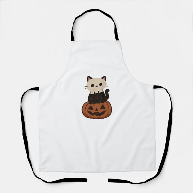 Delantal Kawaii Halloween Cat y calabaza Classic T-Shirt (Anverso)