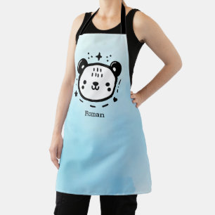 Delantal Kawaii lindo rostro de oso - Línea de arte Minimal