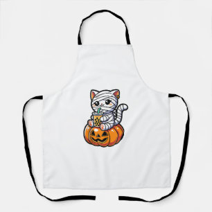 Delantal Kawaii Mummy gato Bebe Boba Tea Halloween Bombeo