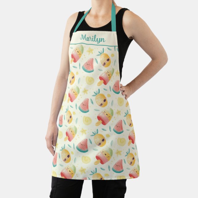 Delantal Kawaii Popsicle Watermelon Pineapple Design (in situ)