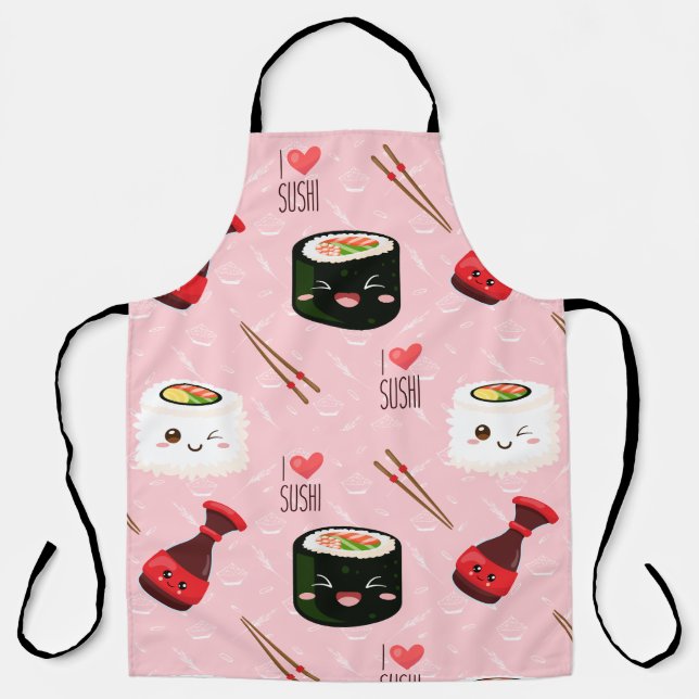 Delantal Kawaii Shi Pattern Light Pink (Anverso)