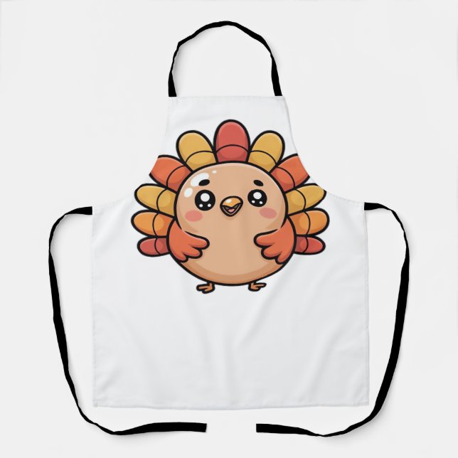 Delantal kawaii thanksending turkey camiseta sobredimension (Anverso)