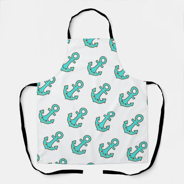 Delantal Kawaii Turquoise Anchor - Fantástico y Alegre (Anverso)