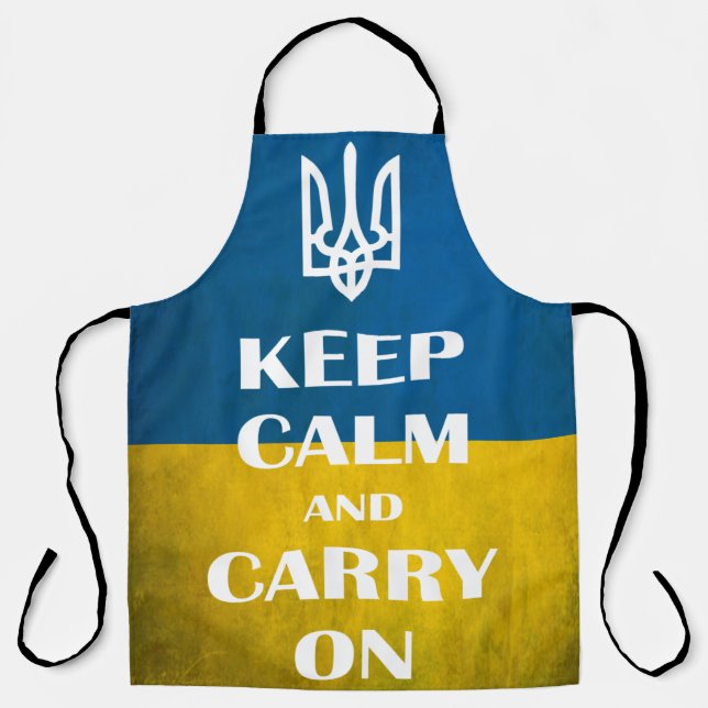 Delantal Keep calm and carry on Ukrainian emblem trident  (Anverso)