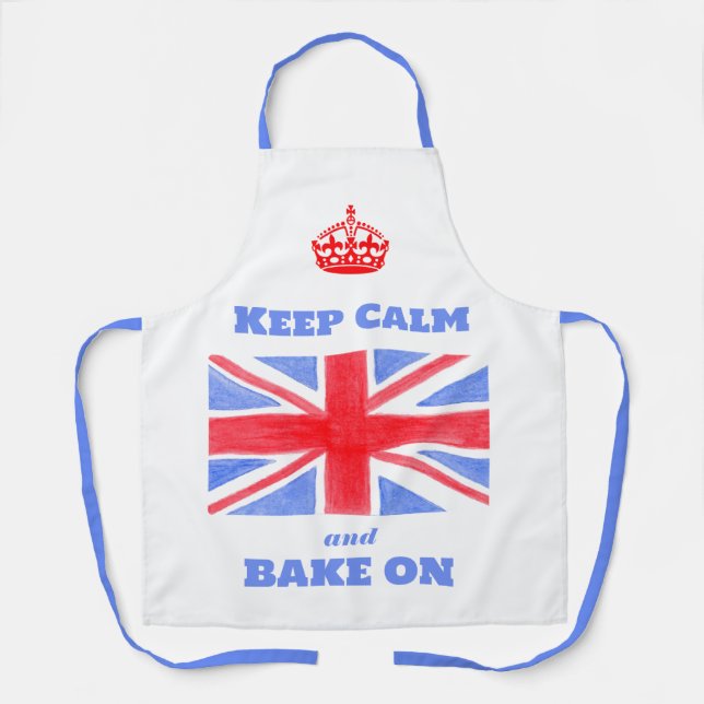 Delantal Keep Calm Bake On Union Jack British Flag Unisex (Anverso)