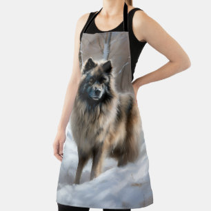 Delantal Keeshond Deja que nieve Navidad
