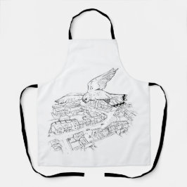 Delantal Kestrel sobre la imagen/boceto de la ciudad