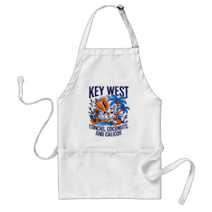 Delantal Key West Florida Tropical Gatos Caracoles Y Cocos