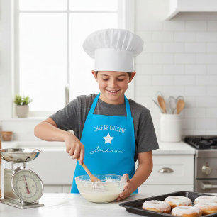 Delantal kids apron blue - baking apron for kids