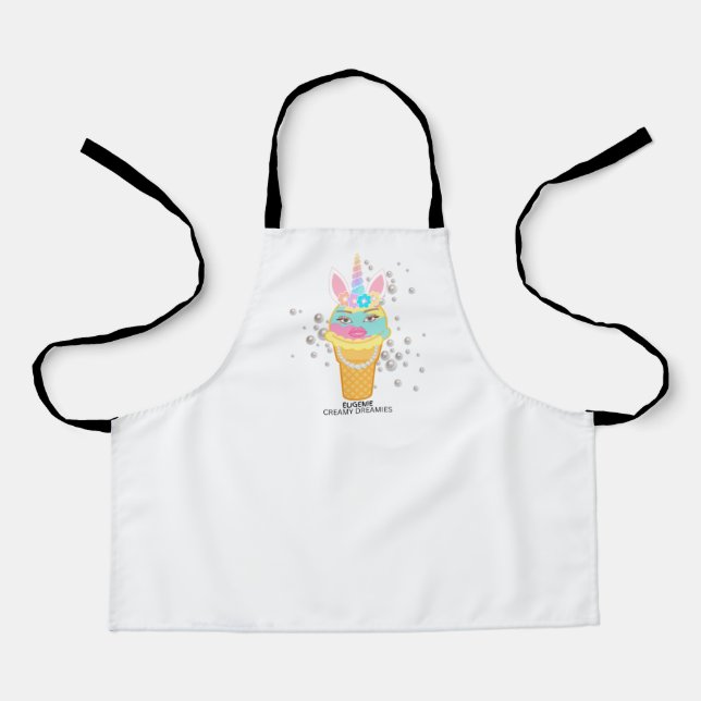Delantal kids art apron with Eugenie Unicorn!  (Anverso)