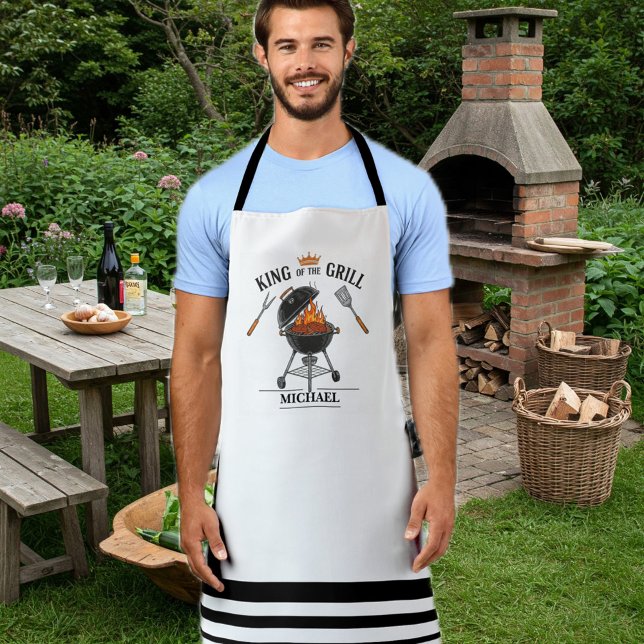 Delantal King of the Grill White Striped Apron (Subido por el creador)