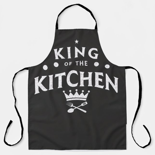 Delantal King of the Kitchen Crown – Funny Foodie Black (Anverso)