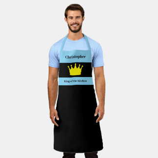 Delantal King of the kitchen name crown blue