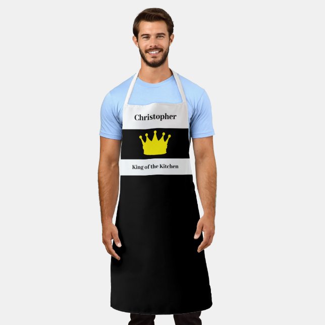 Delantal King of the kitchen name crown white (Gastado)