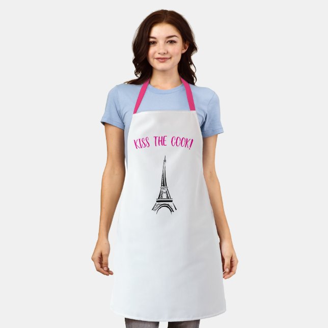 Delantal Kiss the cook Paris apron pink and black valentine (Gastado)