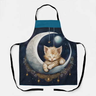 Delantal Kitten Asleep On Crescent Moon (Objeto)