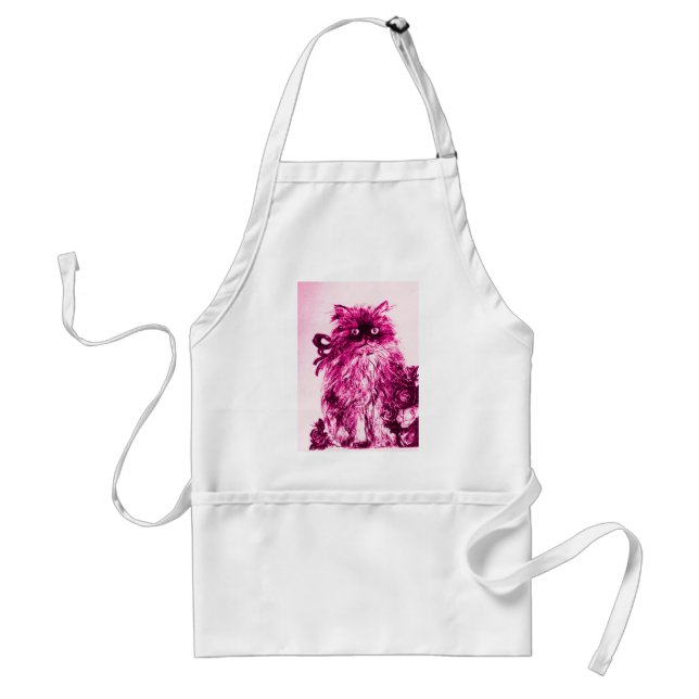 Delantal KITTEN CON ROSAS, Rosa Fuchsia Blanca (Frente)