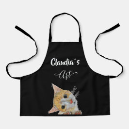 Delantal Kitten looking art and name All-Over Print Apron