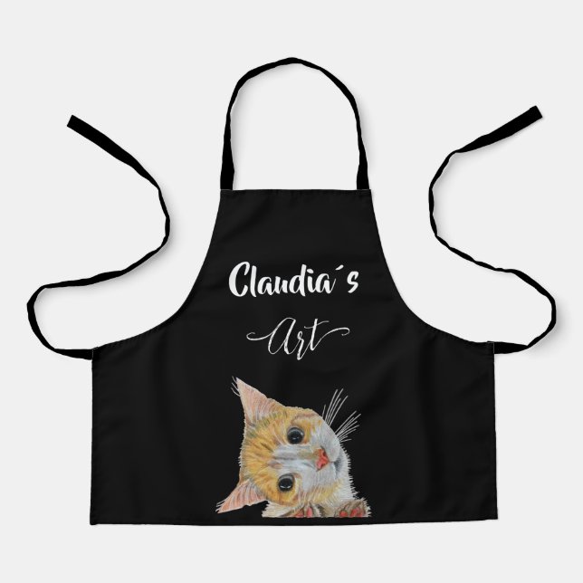 Delantal Kitten looking art and name All-Over Print Apron (Anverso)