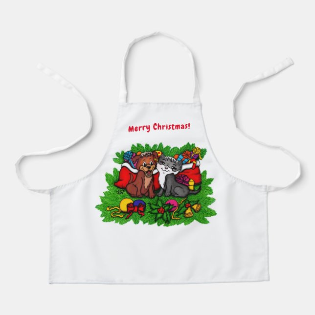 Delantal Kitty and Puppy , Happy XMas (Anverso)