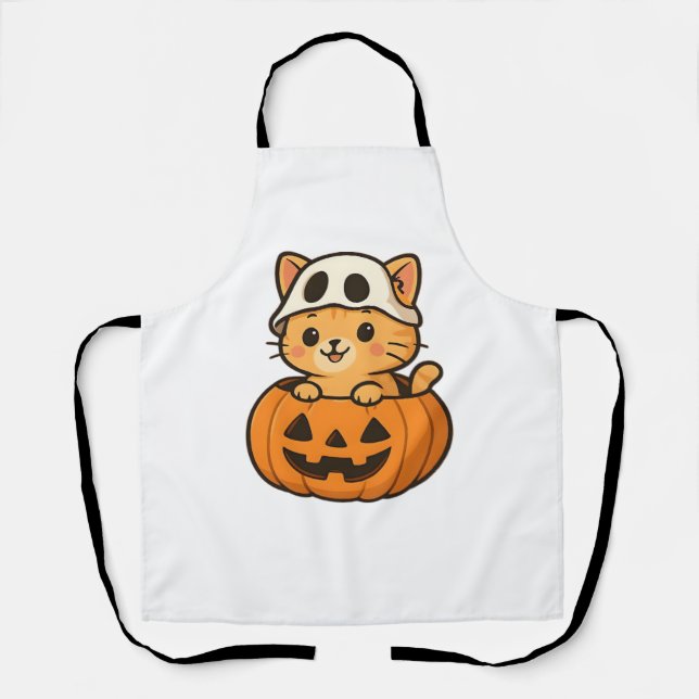 Delantal Kitty de Halloween dentro de una camiseta clásica  (Anverso)