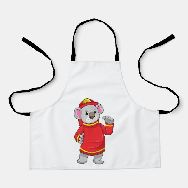 Delantal Koala como bombero con casco (Anverso)