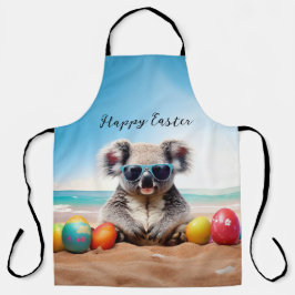 Delantal Koala en la playa con huevos de Pascua Feliz Pascu