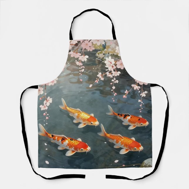 Delantal Koi Pond Cherry Blossom Serenity (Anverso)