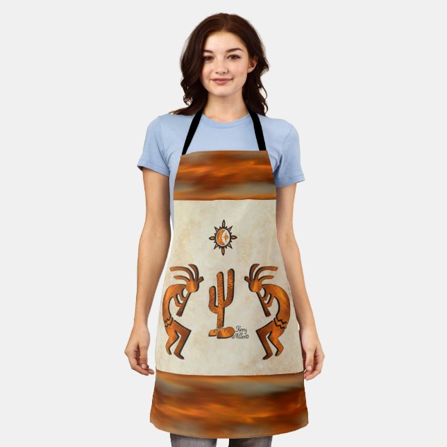 Delantal Kokopelli Y Cactus Apron (Gastado)