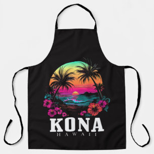 Delantal Kona Hawái Flores de Hibisco Hawaiano Surfista