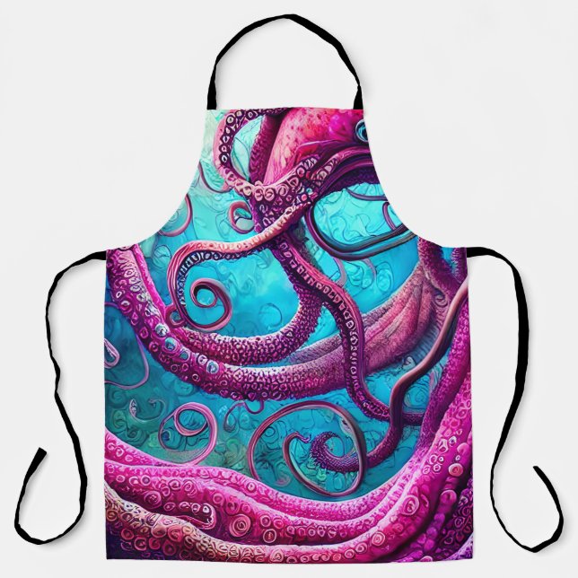 Delantal Kraken Tentacles Octopus rosa (Anverso)