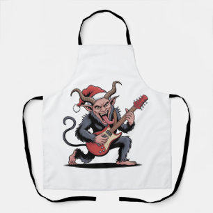 Delantal Krampus Malvado Tocando Música Eléctrica de Guitar