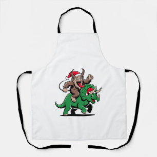 Delantal Krampus montando un dinosaurio Santa Navidad Malva