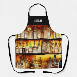 Delantal La acuarela artística de la barra trasera