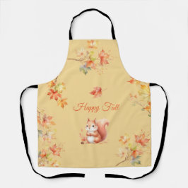 Delantal La ardilla de otoño feliz en las hojas