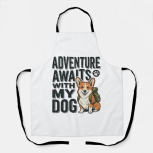 Delantal La aventura espera con mi perro diseño vintage de