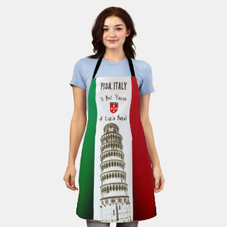Delantal La bandera italiana y la torre de Pisa